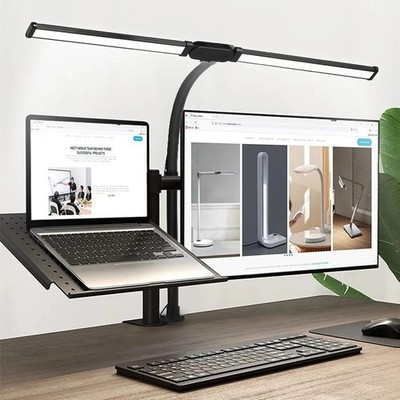LED table lamp dimmable desk lamp double head clampable office light lamp