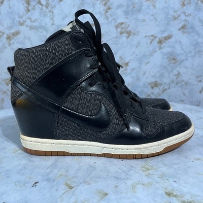 Nike Dunk Sky Hi Women's Size Shoes Black Athletic Hidden Wedge  Sneakers
