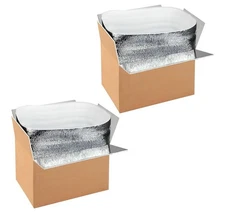 YSSOA 2 Pack Insulated Shipping Boxes w/ Aluminum Foil Liner, Thermal Cold Pack