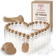 30 x Reagenzglas mit Korken 13-18 ml Kleine Glasflaschen Reagenzgläser Hochzeit