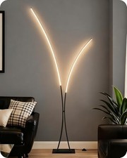 Modern 85.4" Arc Floor Lamp for Living Room, 2 Lights Arched Standing Tall Lamp