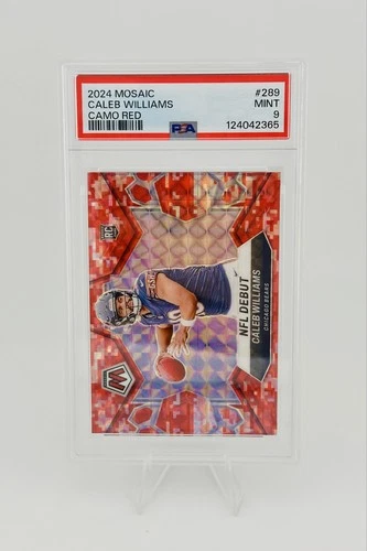 2024 Panini Mosaic NFL Debut Caleb Williams 289 Red Camo Mosaic Prizm (RC) PSA 9