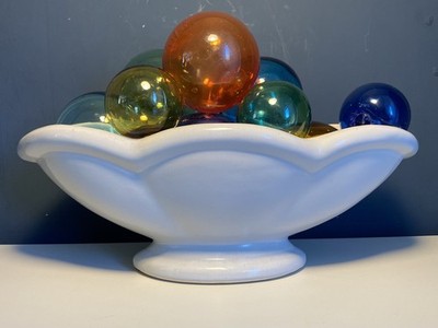 Vintage Fulham Keramik FJH X große schwere hellgraue Mantel Vase 33 cm breit