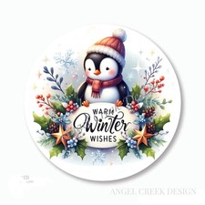 WARM WINTER WISHES CHRISTMAS PENGUIN FAVORS SCRAPBOOK STICKERS ENVELOPE SEALS