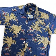 Vtg 90s Tori Richard Harley Davidson Hawaiian Camp Shirt Mens M 100% Viscose USA
