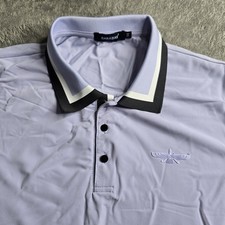 Barabas Polo Shirt Mens Medium Purple Performance Short Sleeve Striped Cuff Logo