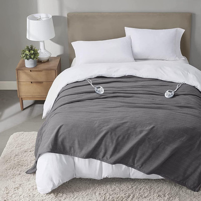 Ultra Soft Electric Blanket, Fast Heating, Auto Shut Off, King Size, Charcoal