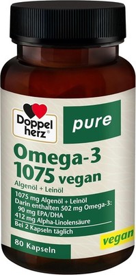 Doppelherz pure Omega-3 1075 vegan - Algenöl und Leinöl - Naturfarben 
