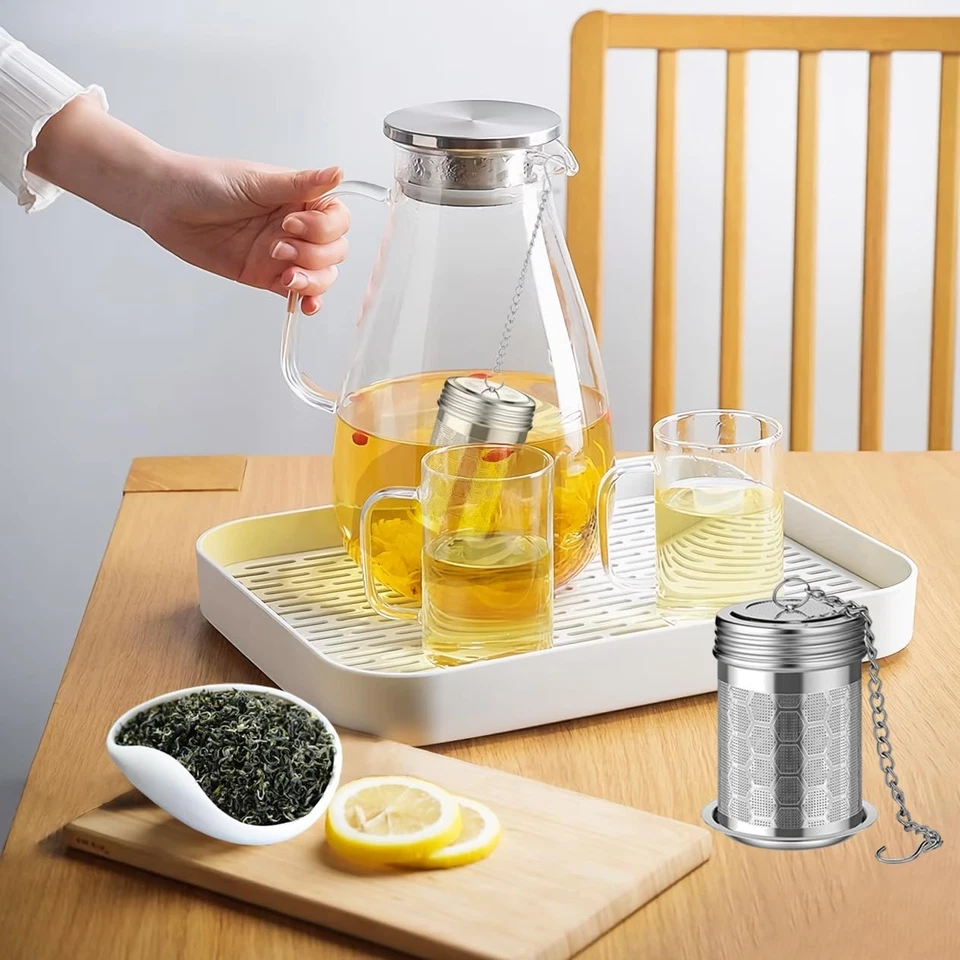 2 Pack Stainless Steel Tea Infusers, Extra Fine Mesh Strainers with Drip Trays - Image 3 of 4