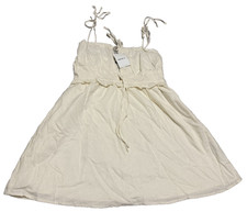 Forever 21 Front-Tie Sweetheart Mini Dress Women Size Large Ivory Lined NEW