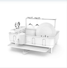 Simplehuman Steel Frame Dish Rack All White Kitchen Drainer Drying Tray Modern