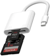USB C SD TF Memory Card Reader for iPhone 16 15/iPad/MacBook Pro/Air/Chromebook,