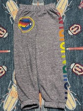 Aviator Nation KIDS TODDLER Rainbow Surf  Joggers, Size 2 Gray, PreOwned