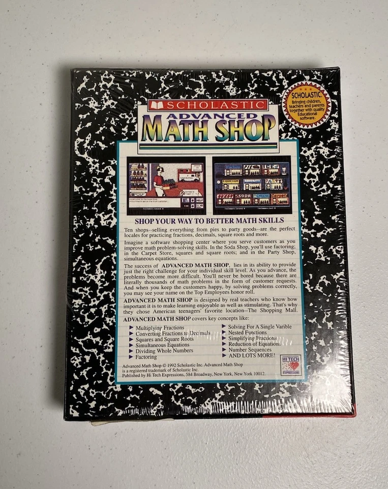 Scholastic Math Shop Macintosh Mac 3.5” Floppy Disk 1992 Software Sealed NEW - Image 2 of 2