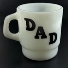 Vintage White Black Milk Glass TERMOCRISA Mexico 'DAD' Coffee Mug Father's Day