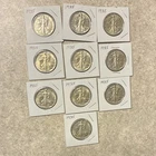 1935 Liberty Walking Half Dollar Lot of 10 Silver Coins BEAUTIFUL SET US COINS!