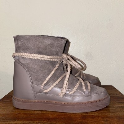 Inuikii Classic Sneaker Suede Taupe Shearling Boots 39