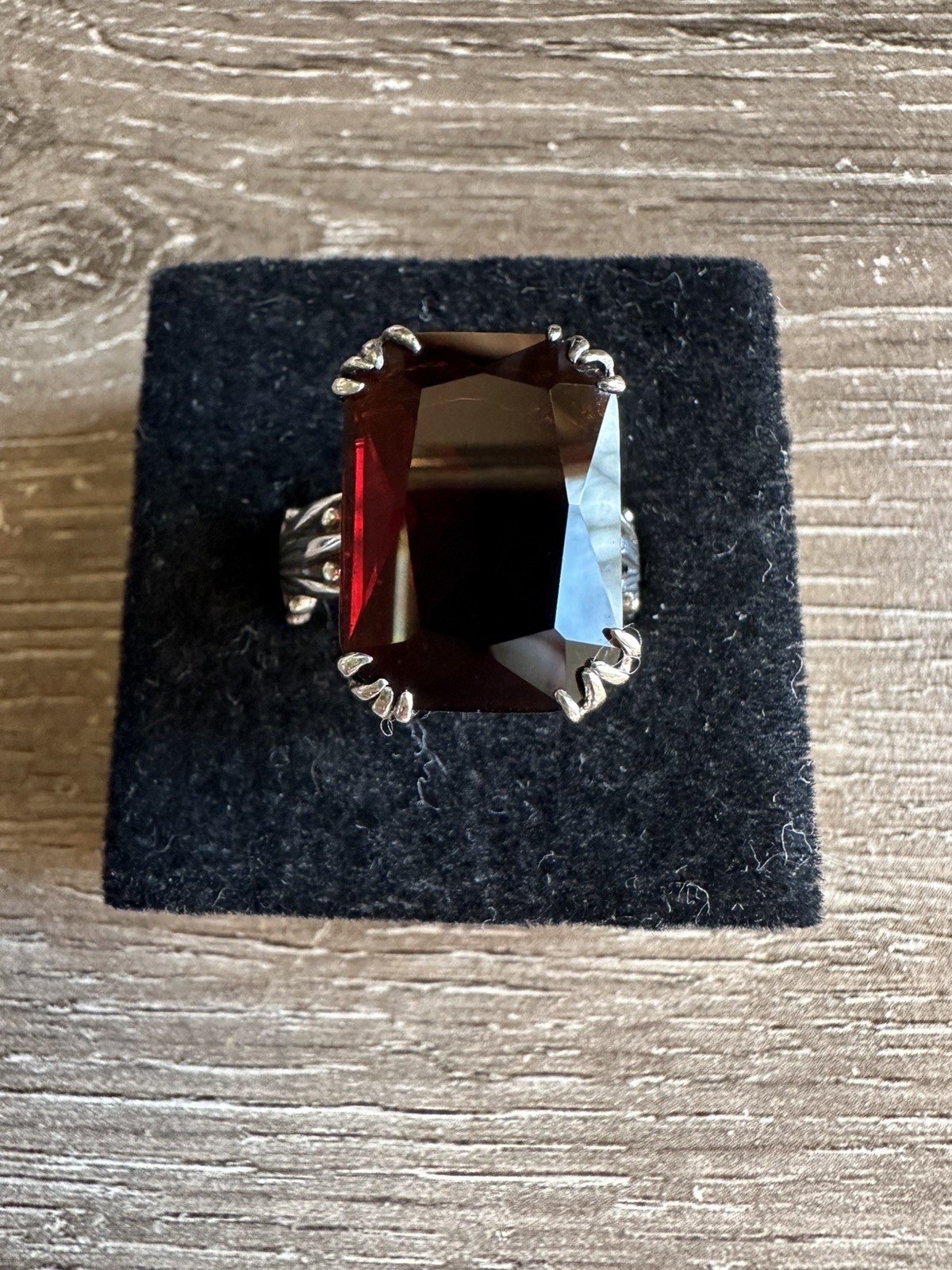 Simulated Red Ruby Garnet Ring Sterling Silver Fi… - image 3