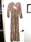 Cienna Designs Olive Button Front - Long Sleeve - V-Neck Dress - Small - NWT