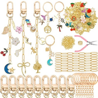 MORWLAT 281 PCS Gold DIY Keychain Making Kit Cute Bag Charm Kit 60 Charms 8 K...