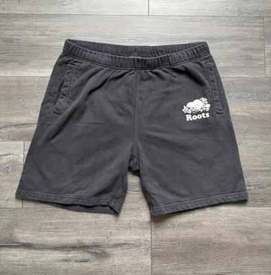 Roots Mens Black Sweat Shorts Pull On Size Large