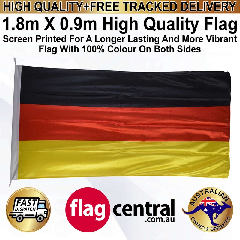 A - German National Flag - Black, Red, and Yellow 1.8m x 0.9m Rectangle Flag - 3