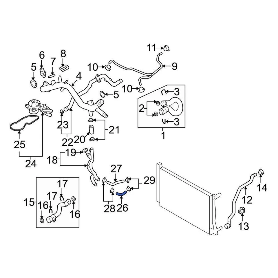 For Audi A6 2006-2011 Audi 4F0121055F Lower Radiator Coolant Hose - Image 3 of 4