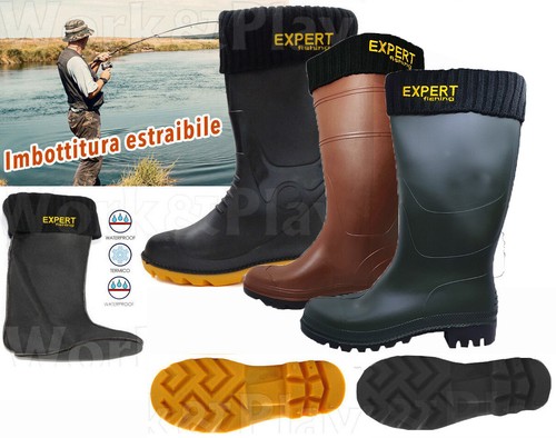 STIVALI DA LAVORO IN GOMMA PVC IMPERMEABILI GINOCCHIO UOMO PESCA CACCIA  PIOGGIA | eBay