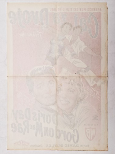 TEE FÜR ZWEI DORIS DAY GORDON MACRAE 1950 EINZIGARTIGES SELTENES YUGO FILMPLAKAT - Bild 2 von 2
