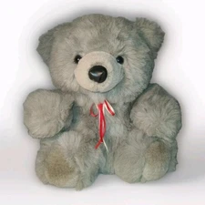 Vintage A&B Novelty Inc. Grey Teddy Bear Plush Stuffed Animal Brooklyn Doll Co.