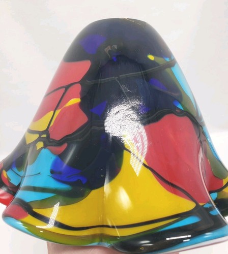 VINTAGE VIZ GLASS HAND BLOWN ART GLASS MURANO RED 5" HANDKERCHIEF VASE - Picture 13 of 23