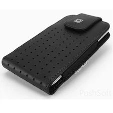 For ZTE - Leather Case Cover Pouch Holster + 360 Belt Clip Vertical, Black New 