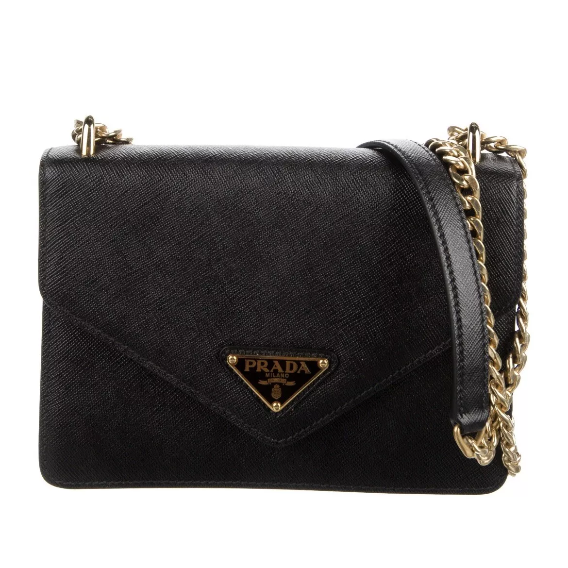 Prada Saffiano Leather Mini Envelope Bag in Black