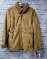 Nwt Utex Design Jacket Coat Faux Suede Fur Collar Zipper Front Msrp $100 Medium