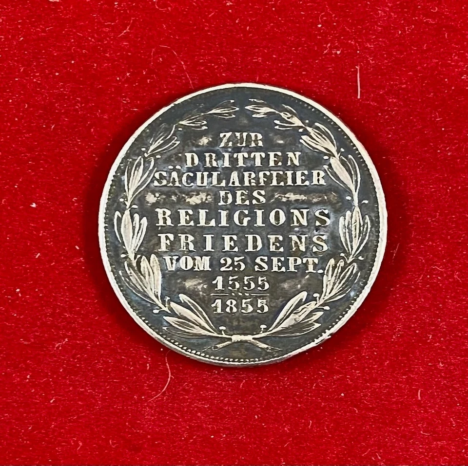 German States FRANKFURT 2 Gulden 300 Years Religious Peace, Rare, Pre-Owned - Image 4 of 4