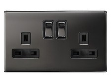 Modern Black Nickel Light Switches & Wall Plug Sockets Flatplate 