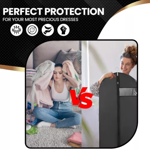 5X Zip Up Hanging Suit Dress Coat Garment Bag Clothes Cover DustProof Storage UK - Picture 8 of 10