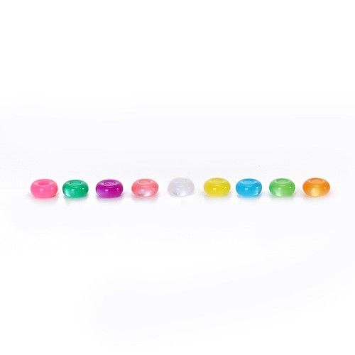 100pcs Mixed Cat Eye Resin European Beads Large Hole Opaque Loose Charms 14x7mm - Picture 3 of 6