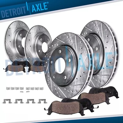 Front Rear Drilled Rotors and Brake Pad Kit for 2007-2010 Lincoln MKX Ford Edge