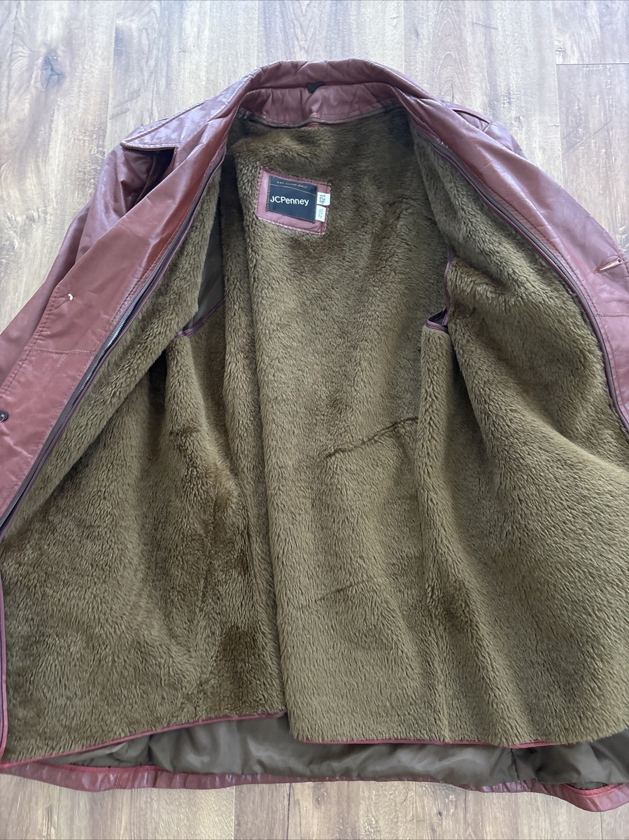 Jcpenney 70s Leather Jacket Coat Mens 42 Long Disco Mafia Mob