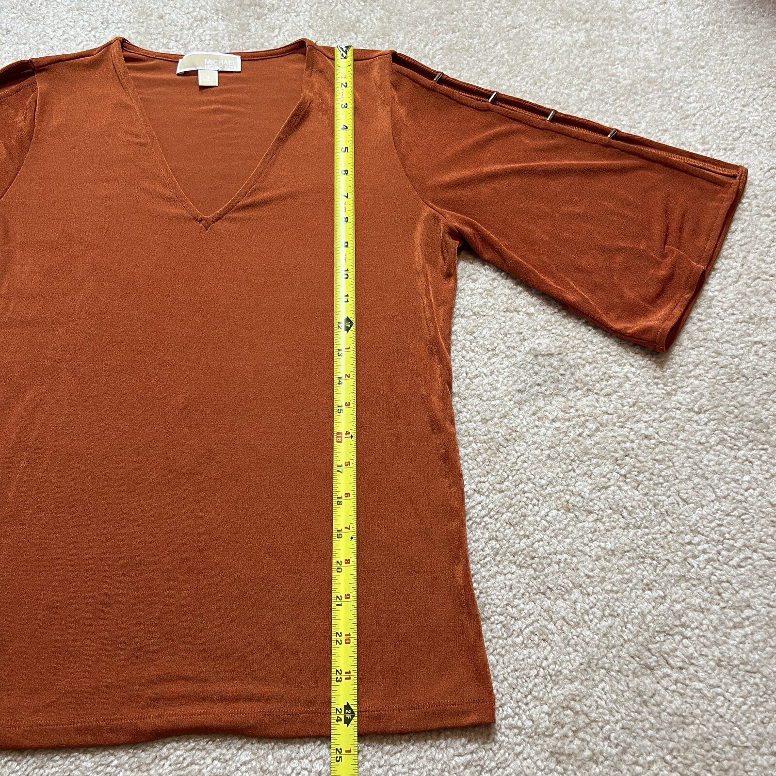 Michael Kors Top Hardware Detail Sleeve Orange Blouse Women's Size S thumbnail 13