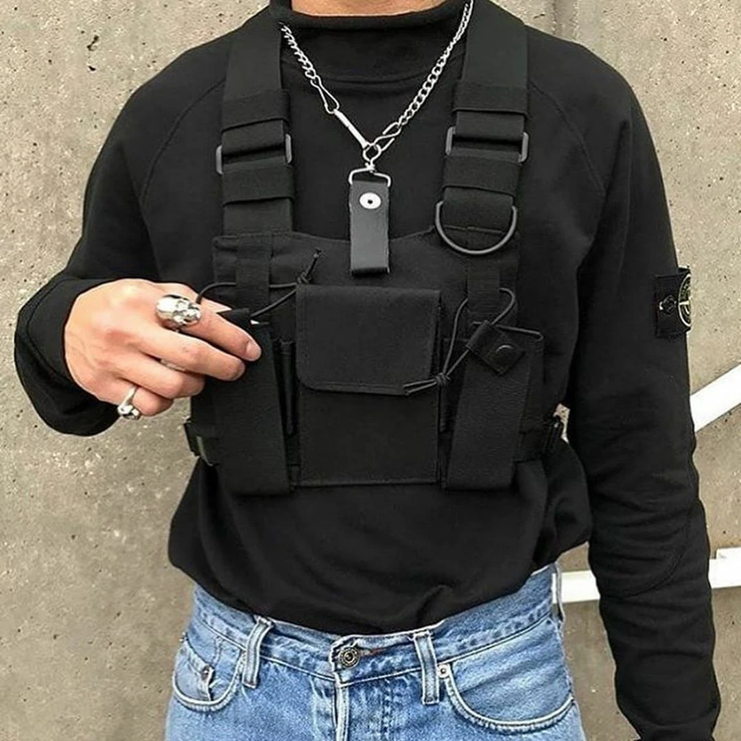 Functional Tactical Chest Bag Fashion Bullet Hip Hop Vest Streetwear Bag  Waist