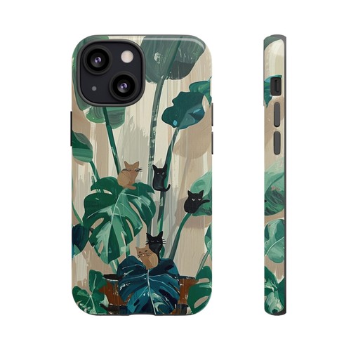 Phone-Ink iPhone, Pixel, Samsung Galaxy Case - Monstera Green Plant Cats - 第 70/191 張圖片