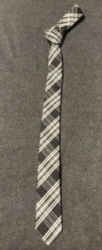 Barneys New York Silk Tie - Black & White Plaid - 