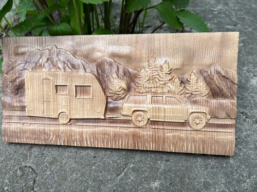 Motorhome Camping Holiday Camp Wood Carving Multicolor Picture Woodworking 3d - Picture 11 of 24