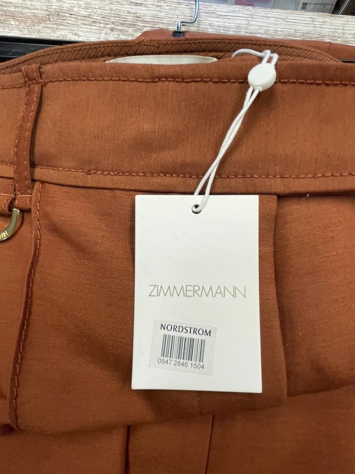 Брюки Zimmermann Tempo шерстяные ириски коричневые широкие штанины размер 12 новые