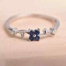 Women's Engagement Ring 14K White Gold Plated Simulated Sapphire 2.0Ct Round Cut