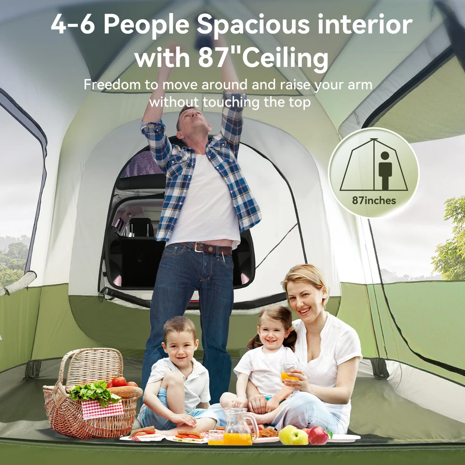 Tienda de campaña H&ZT 6 personas SUV para acampar con apertura de 2 puertas y toldo 8,2 pies x 8,2 pies Foto 4 de 4