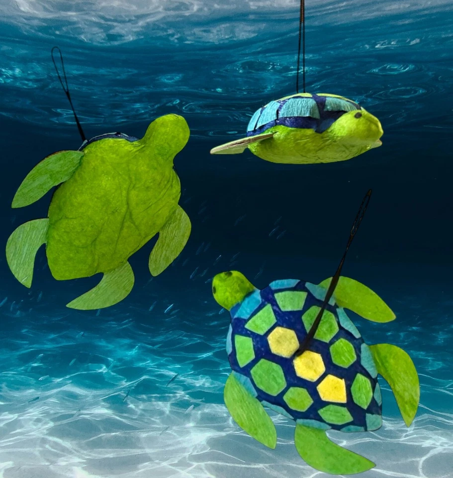 Adorno Tortuga - Papel Maché Peces Playa Regalo Náutico Cumpleaños Sirena Reptil Foto 2 de 4