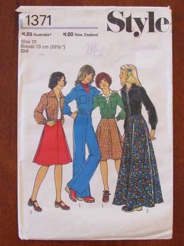 STYLE PATTERN - 1371 GIRL'S SKIRT UNLINED JACKET FRONT ZIP PANTS SIZE 10 UNCUT  - Picture 1 of 2